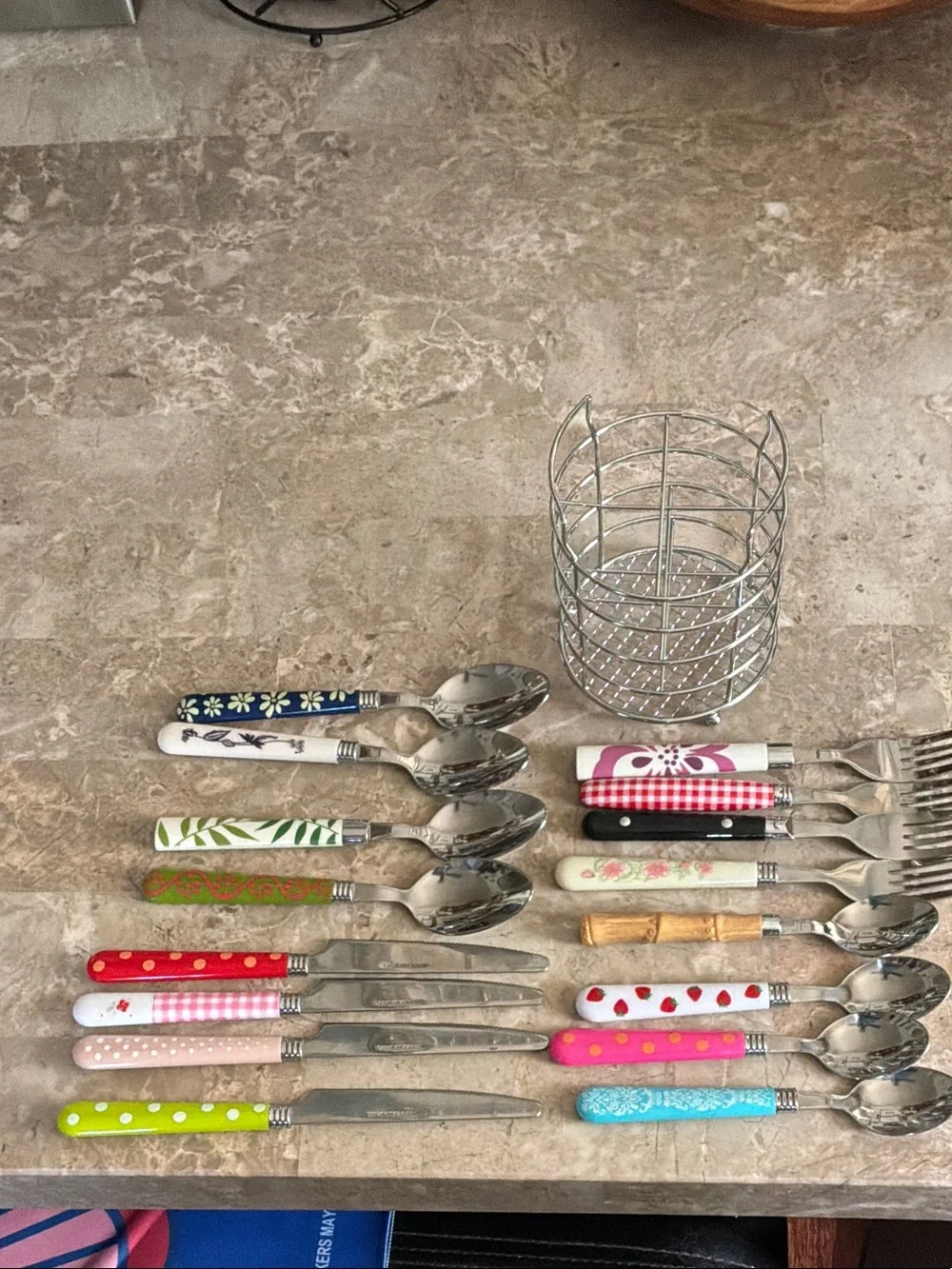 Stainless Steel Cutlery Set with Multicolor Handles - Home Dining